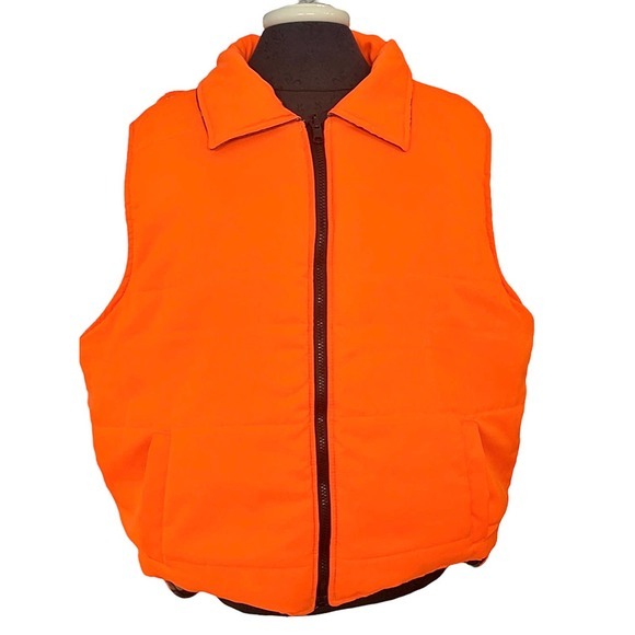 Sports Afield 100% Cotton Reversible Hunting Puffer Vest Cam/Orange Sz X large - Picture 4 of 14